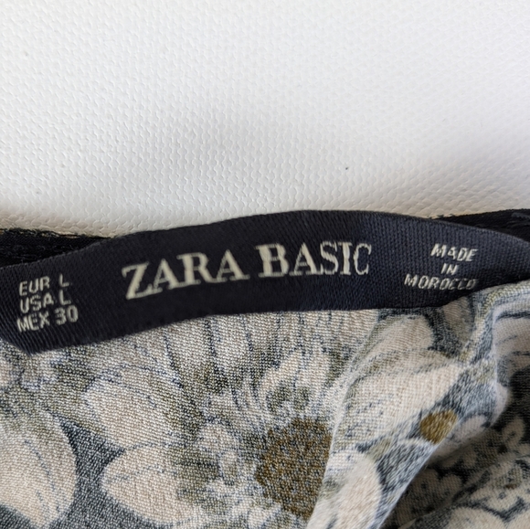 Zara Women's Basic Floral Green Print Mini Dress 3/4 Sleeves Viscose - Picture 12 of 12